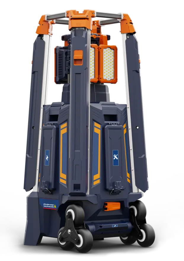 Portable tower light unit, folded